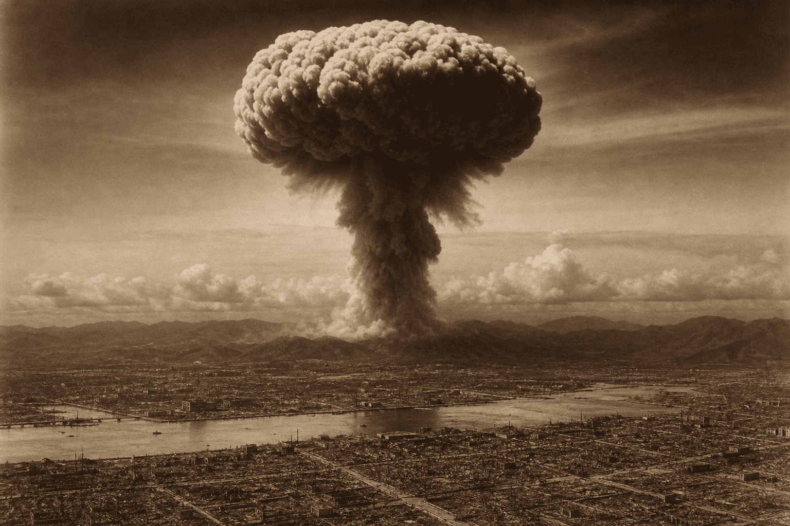 Mushroom cloud over Hiroshima, August 1945
