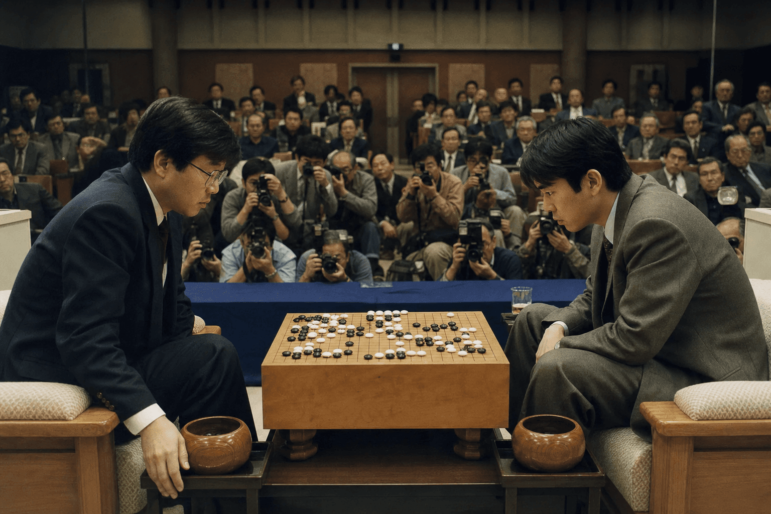 Lee Chang-ho and Ma Xiaochun at the 9th Fujitsu Cup Final, Tokyo 1996