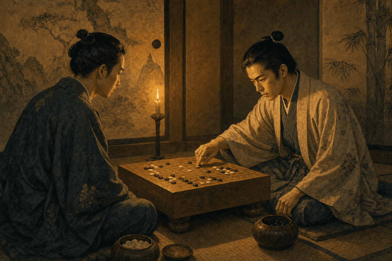 Hattori Rittetsu and Kadono Jowa at the go board, 1815